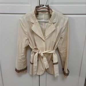 Miu Miu Cream Blazer with Brown Trim